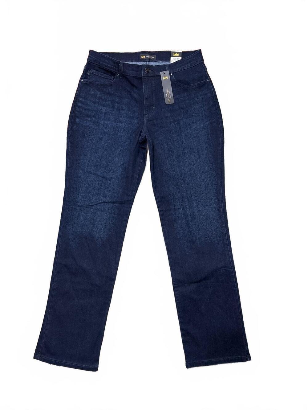 Lee Relaxed Fit Straight Leg Mid Rise Jeans - Size 14 Medium